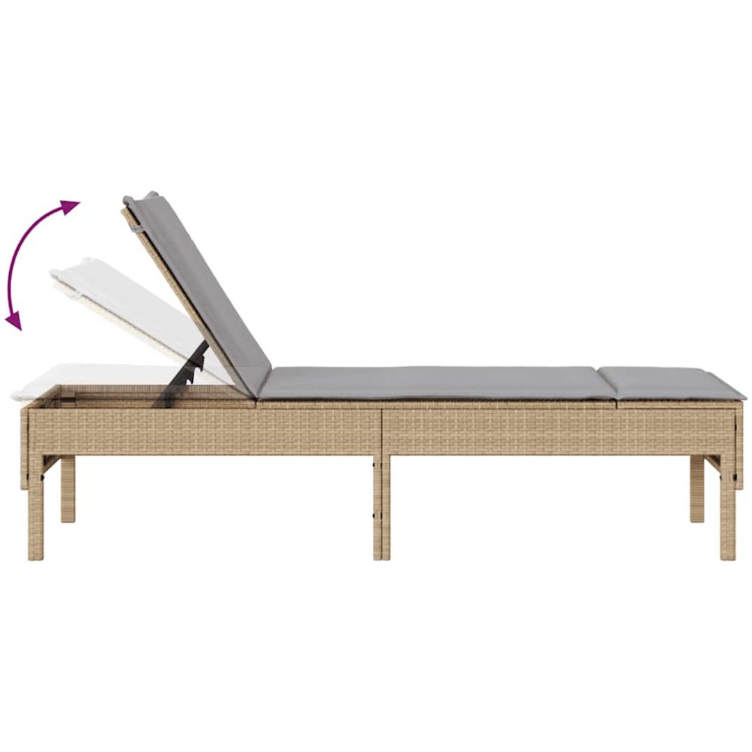 Solstol med dyna beige 55x200x44cm konstrotting vidaXL – bild 8
