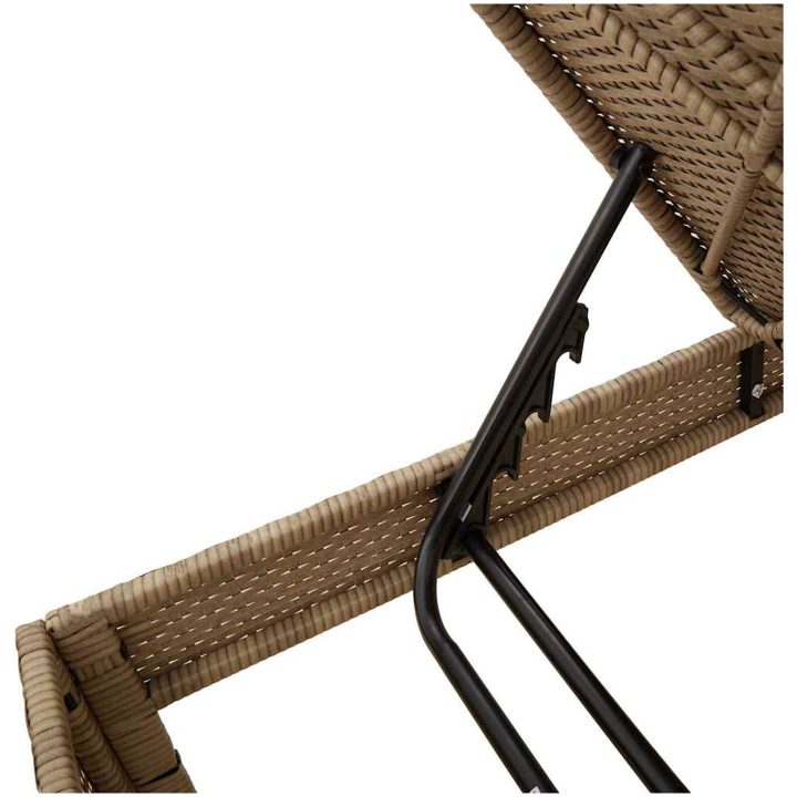 Solstol med dyna beige 55x200x44cm konstrotting vidaXL – bild 9