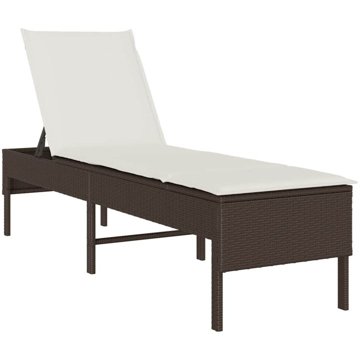 Solstol med dyna brun 55x200x44cm konstrotting vidaXL – bild 2