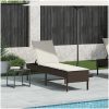 Solstol med dyna brun 55x200x44cm konstrotting vidaXL – miniatyr 3