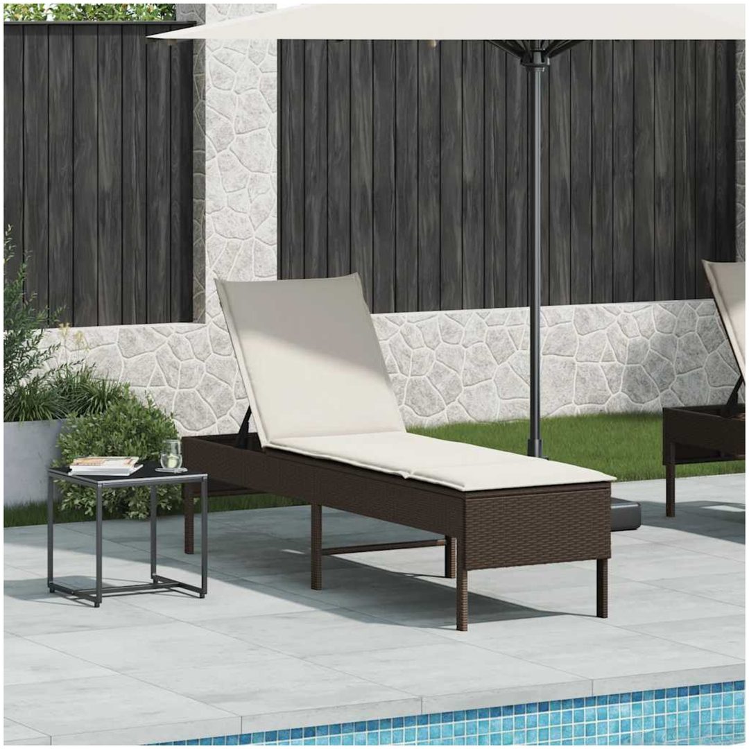 Solstol med dyna brun 55x200x44cm konstrotting vidaXL – bild 3