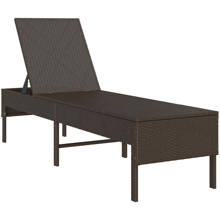 Solstol med dyna brun 55x200x44cm konstrotting vidaXL – bild 4