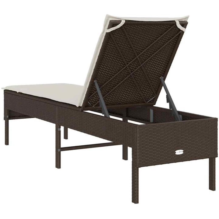 Solstol med dyna brun 55x200x44cm konstrotting vidaXL – bild 7