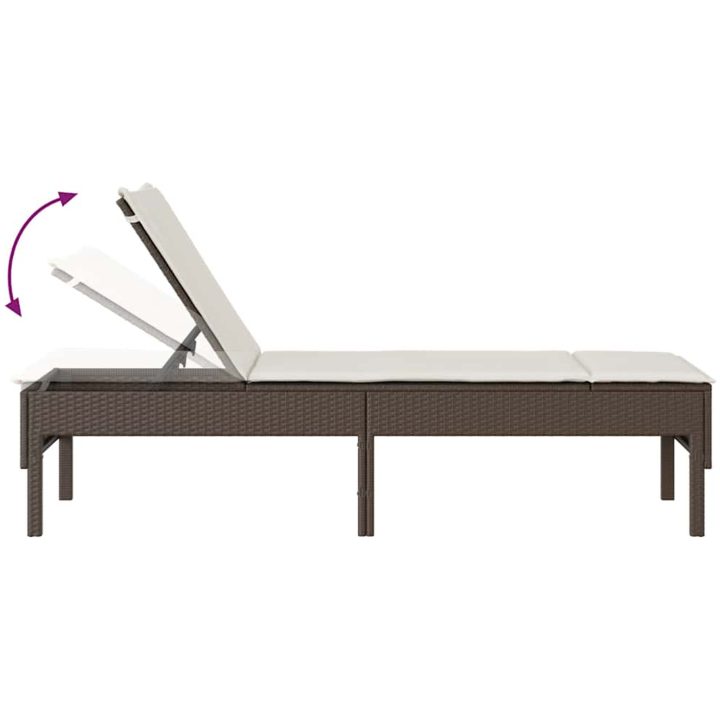 Solstol med dyna brun 55x200x44cm konstrotting vidaXL – bild 8