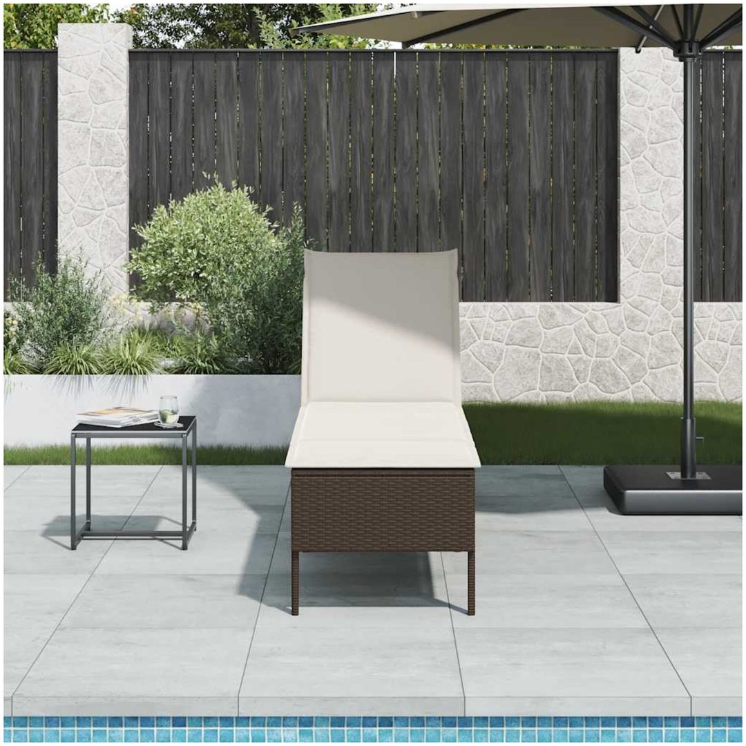 Solstol med dyna brun 55x200x44cm konstrotting vidaXL