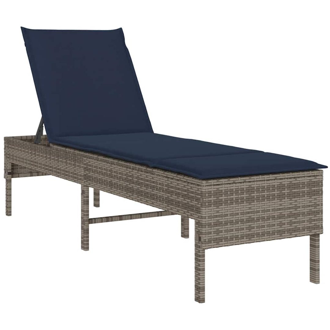 Solstol med dyna grå 55x200x44cm konstrotting vidaXL – bild 2