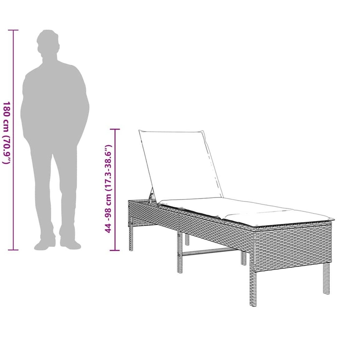 Solstol med dyna grå 55x200x44cm konstrotting vidaXL – bild 11