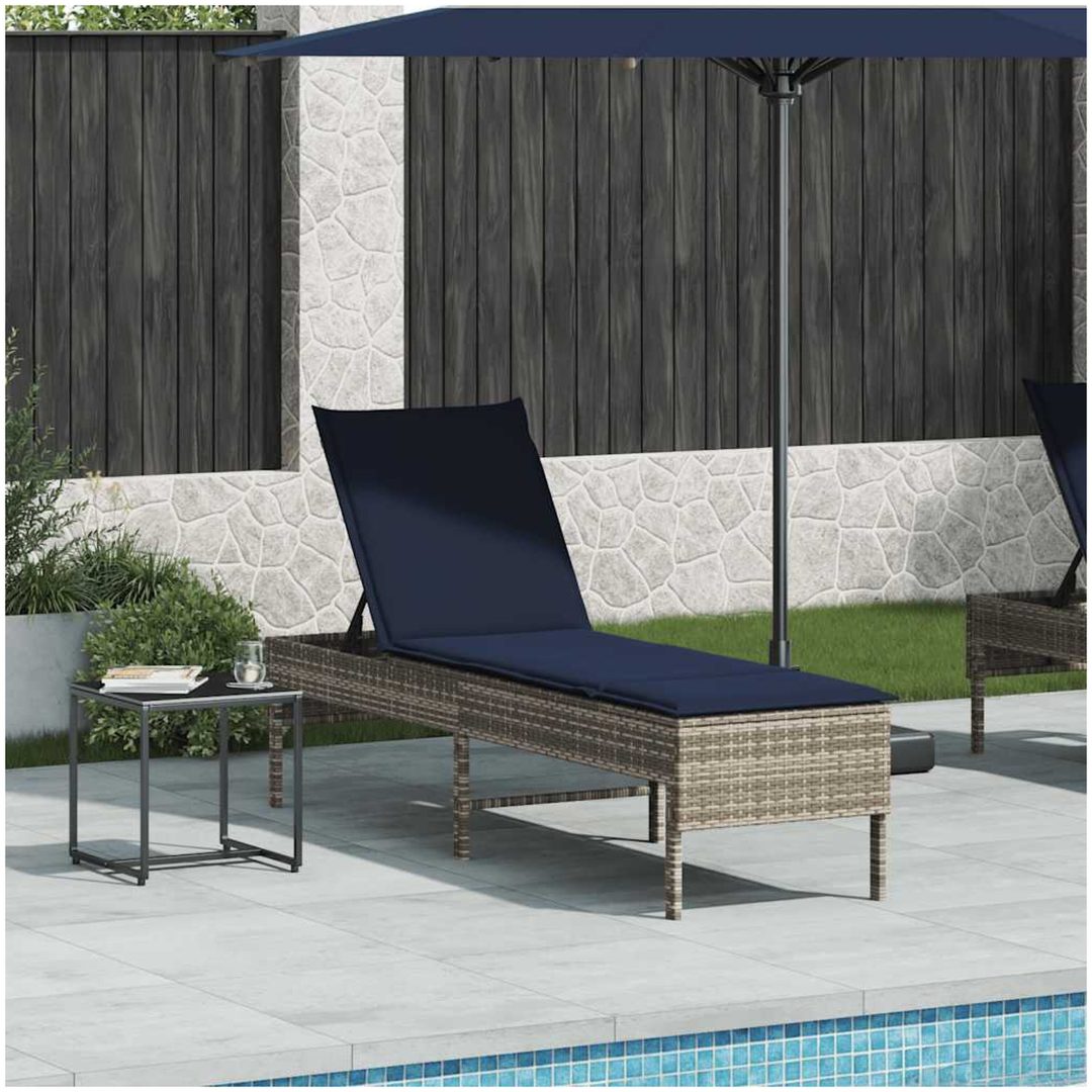 Solstol med dyna grå 55x200x44cm konstrotting vidaXL – bild 3