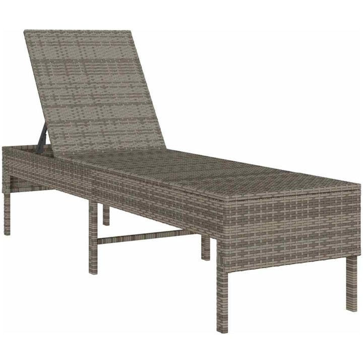 Solstol med dyna grå 55x200x44cm konstrotting vidaXL – bild 4