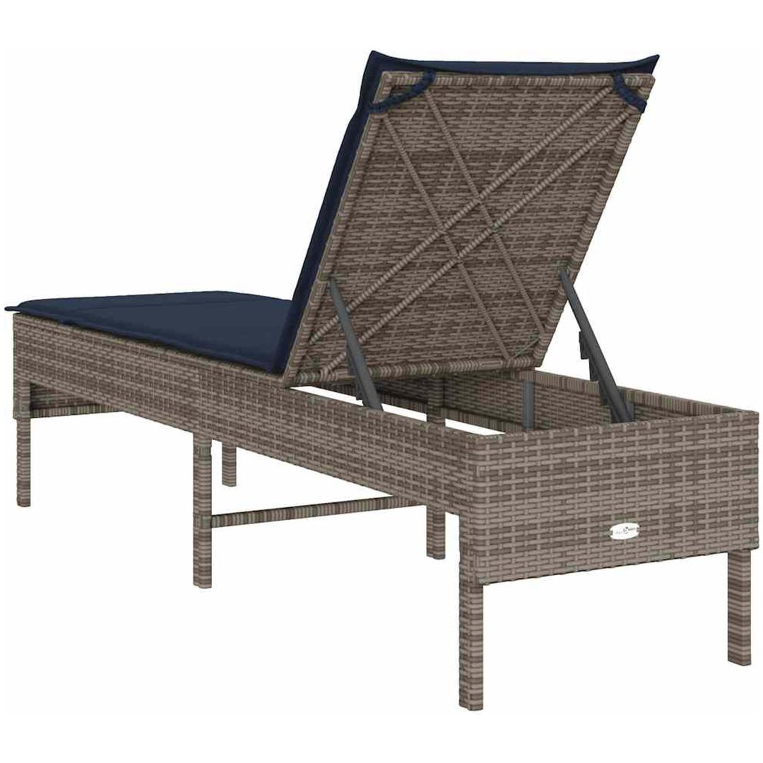 Solstol med dyna grå 55x200x44cm konstrotting vidaXL – bild 7