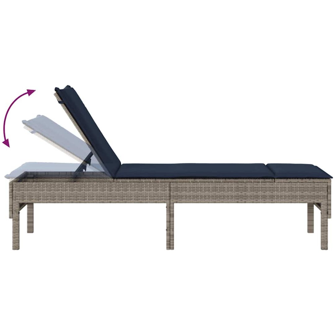 Solstol med dyna grå 55x200x44cm konstrotting vidaXL – bild 8