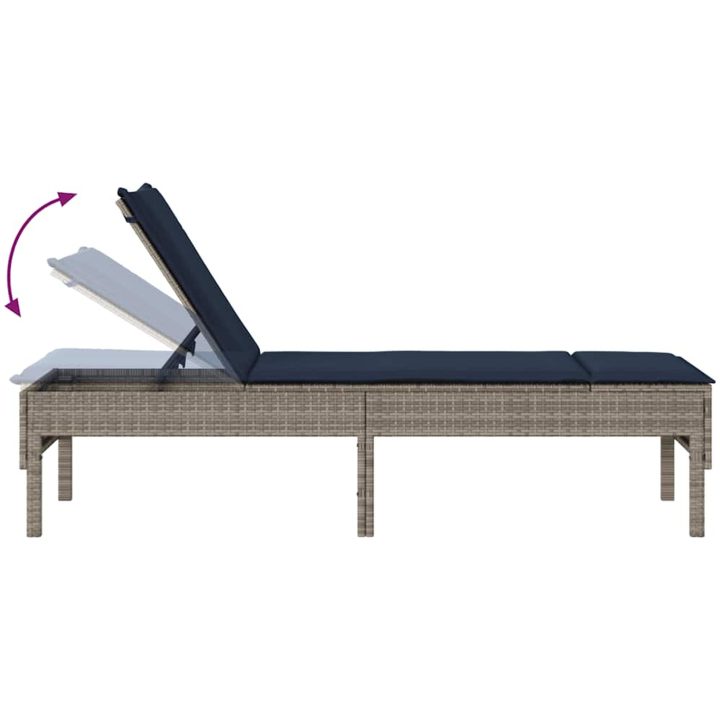 Solstol med dyna grå 55x200x44cm konstrotting vidaXL – bild 8