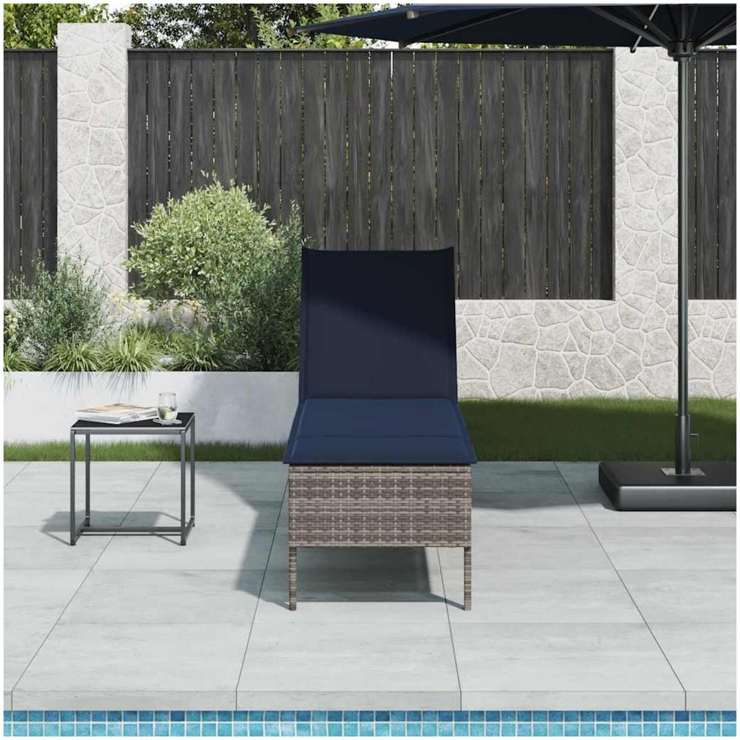 Solstol med dyna grå 55x200x44cm konstrotting vidaXL