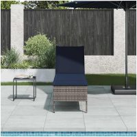 Solstol med dyna grå 55x200x44cm konstrotting vidaXL