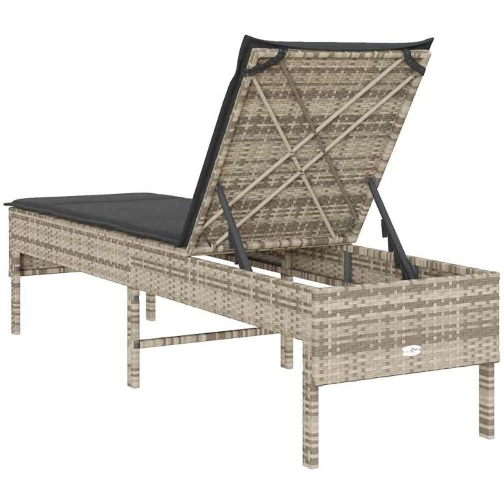 Solstol med dyna ljusgrå 55x200x44cm konstrotting vidaXL – bild 7