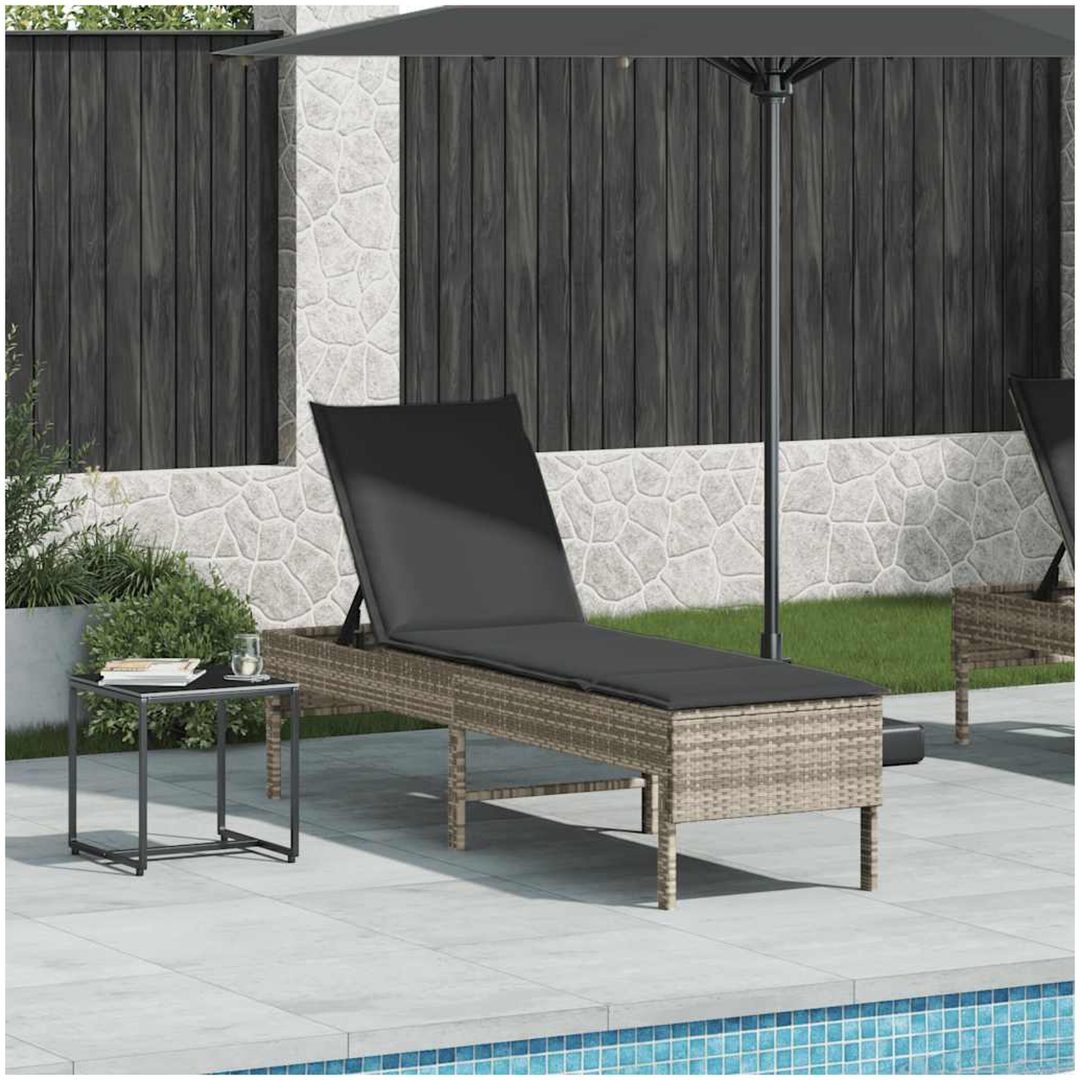 Solstol med dyna ljusgrå 55x200x44cm konstrotting vidaXL