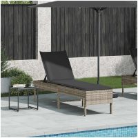 Solstol med dyna ljusgrå 55x200x44cm konstrotting vidaXL