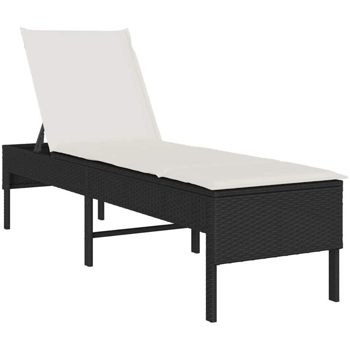 Solstol med dyna svart 55x200x44cm konstrotting vidaXL – bild 2