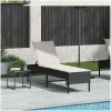 Solstol med dyna svart 55x200x44cm konstrotting vidaXL – miniatyr 3