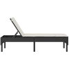 Solstol med dyna svart 55x200x44cm konstrotting vidaXL – miniatyr 6
