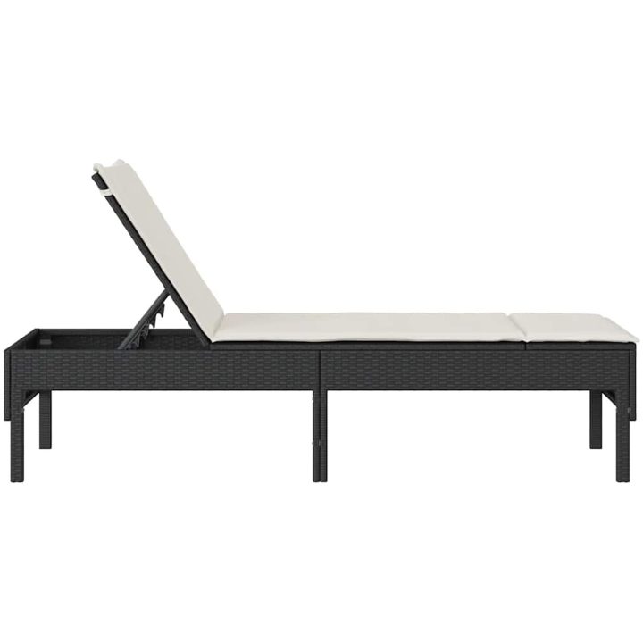 Solstol med dyna svart 55x200x44cm konstrotting vidaXL – bild 6
