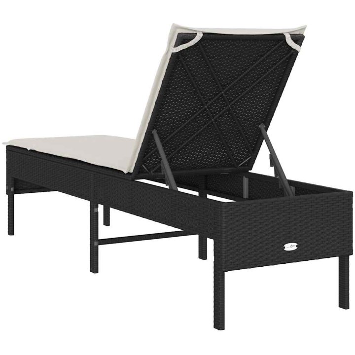 Solstol med dyna svart 55x200x44cm konstrotting vidaXL – bild 7