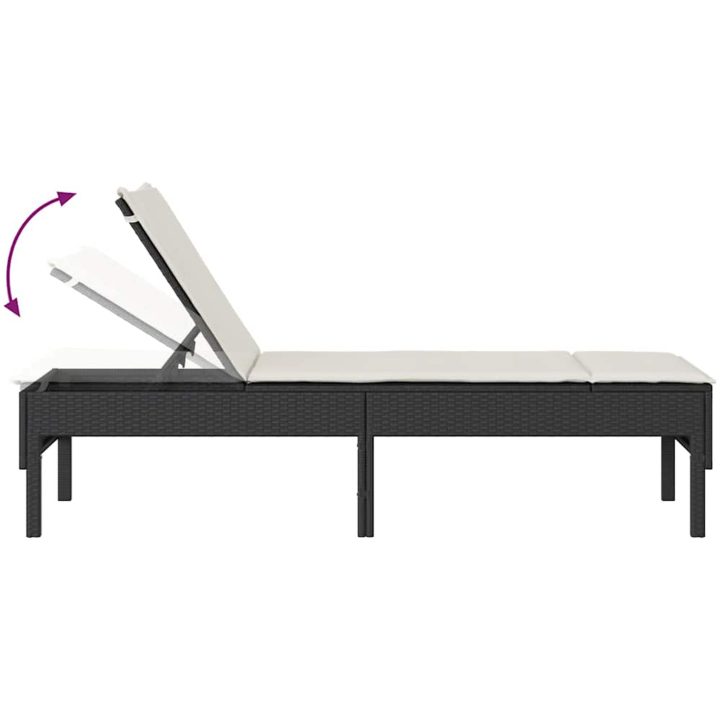 Solstol med dyna svart 55x200x44cm konstrotting vidaXL – bild 8