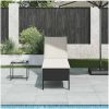 Solstol med dyna svart 55x200x44cm konstrotting vidaXL – miniatyr 1