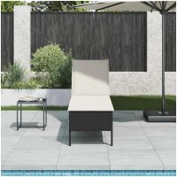 Solstol med dyna svart 55x200x44cm konstrotting vidaXL