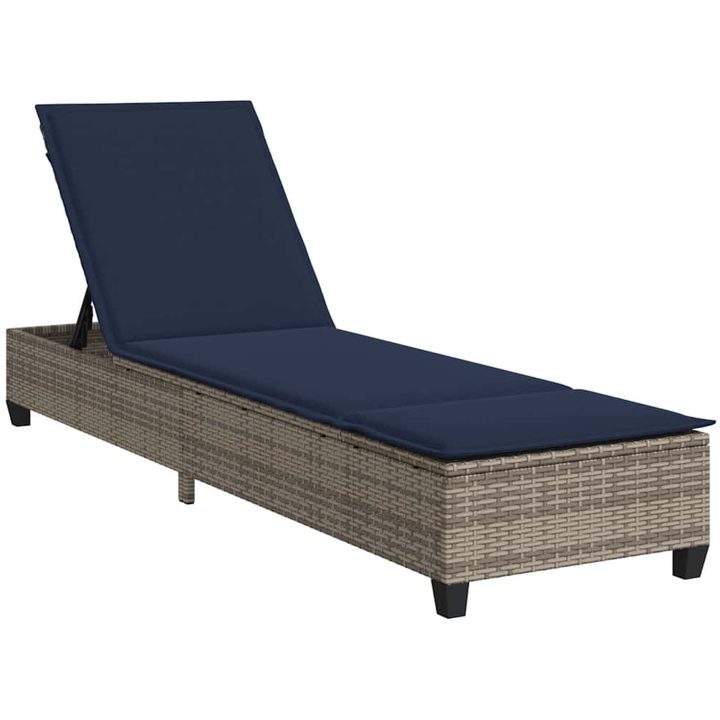 Solstol med dynor grå 55x200x25,5cm konstrotting vidaXL – bild 2