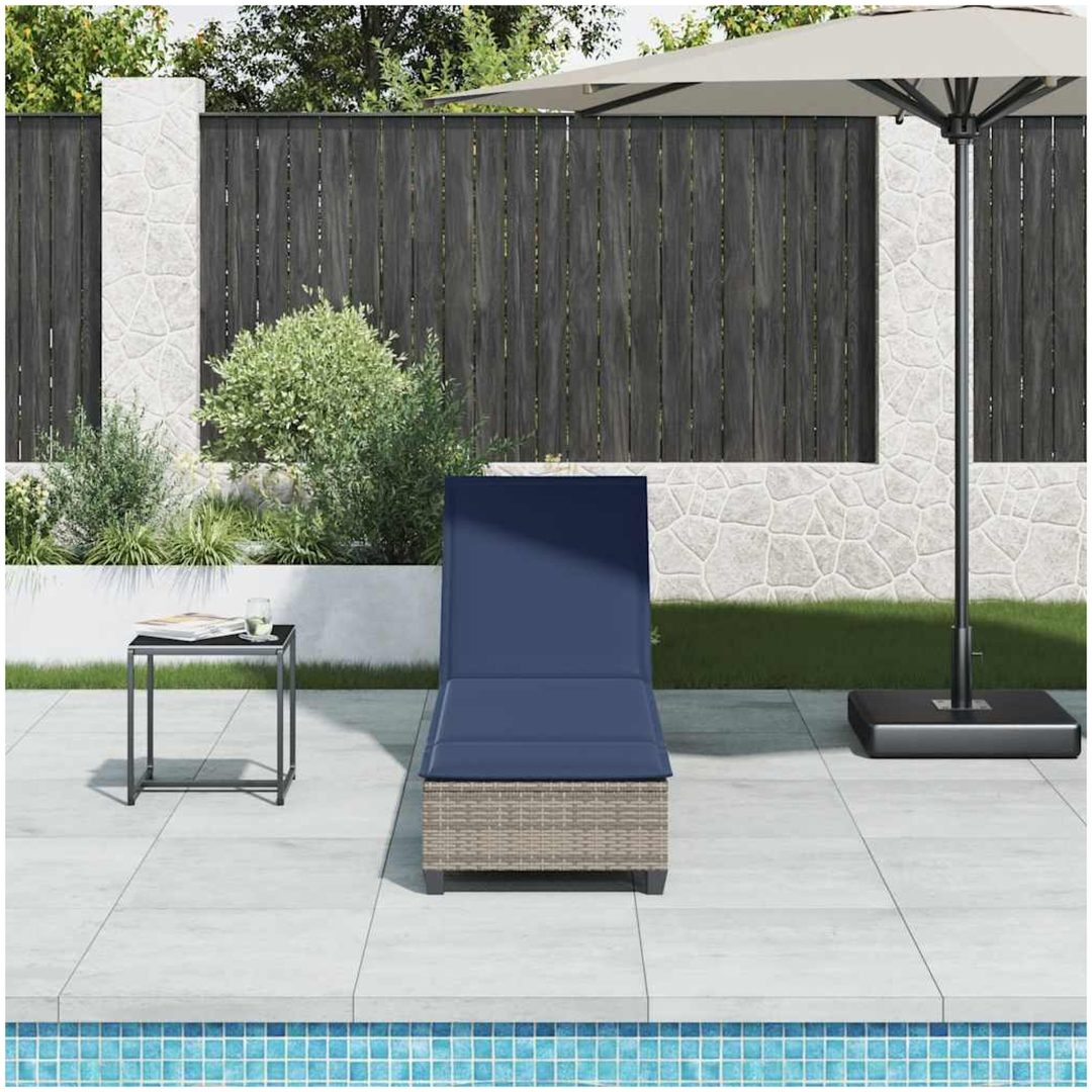 Solstol med dynor grå 55x200x25,5cm konstrotting vidaXL – bild 3