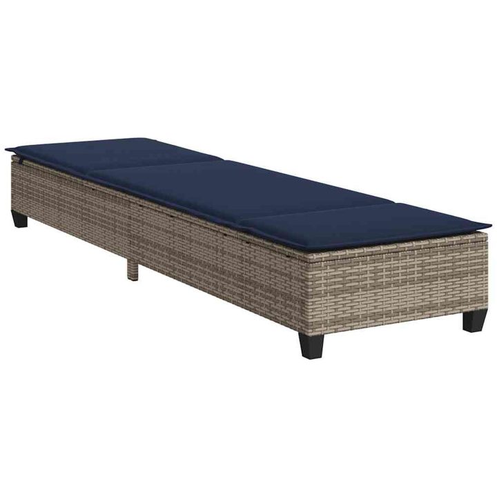 Solstol med dynor grå 55x200x25,5cm konstrotting vidaXL – bild 5