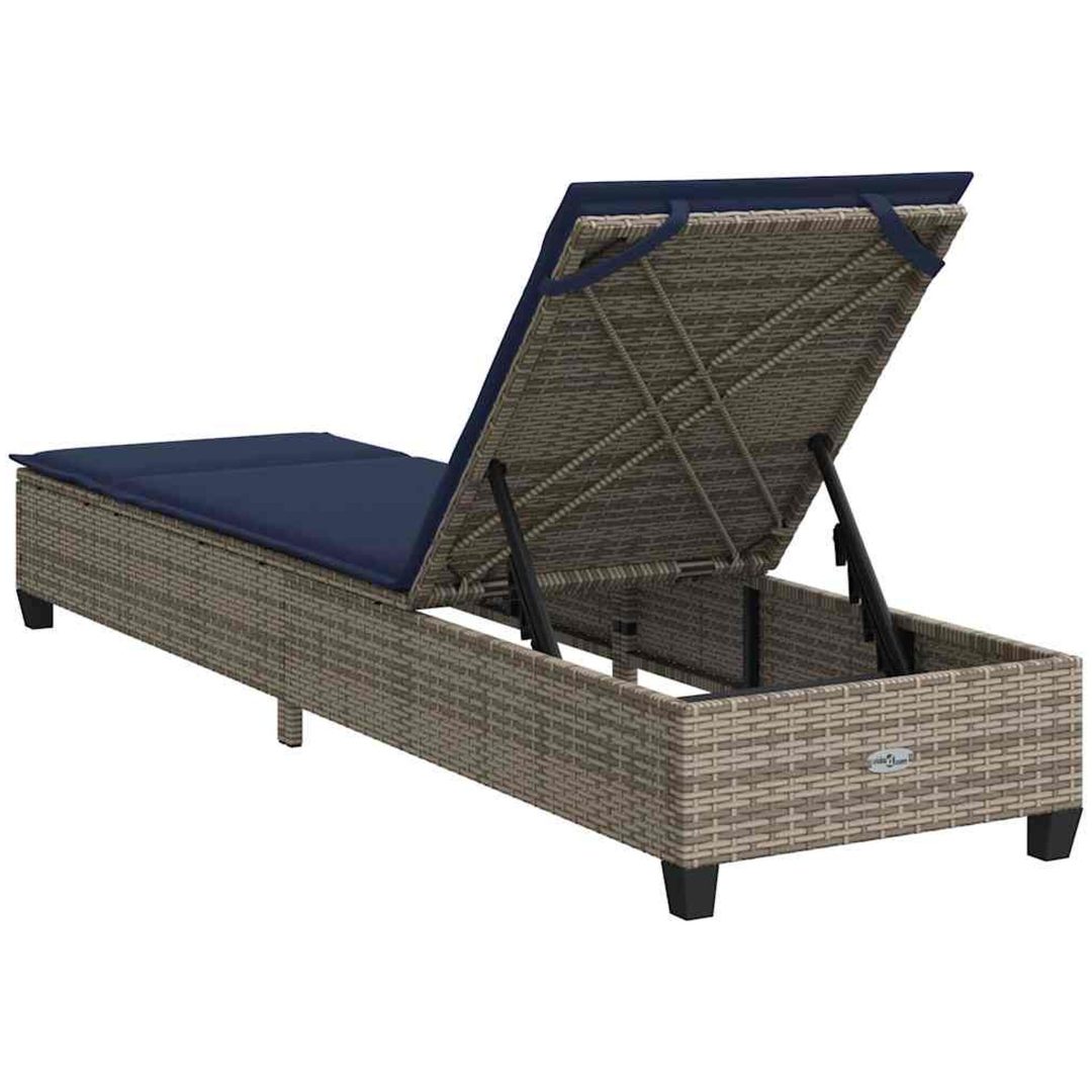Solstol med dynor grå 55x200x25,5cm konstrotting vidaXL – bild 8