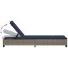 Solstol med dynor grå 55x200x25,5cm konstrotting vidaXL – miniatyr 9