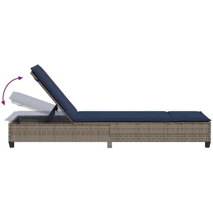 Solstol med dynor grå 55x200x25,5cm konstrotting vidaXL – bild 9