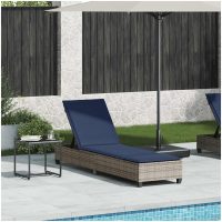 Solstol med dynor grå 55x200x25,5cm konstrotting vidaXL