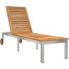 Solstol med hjul 207x58x35 cm Massivt akaciaträ & Rostfritt stål vidaXL 205 x 53 x 100 cm – miniatyr 2