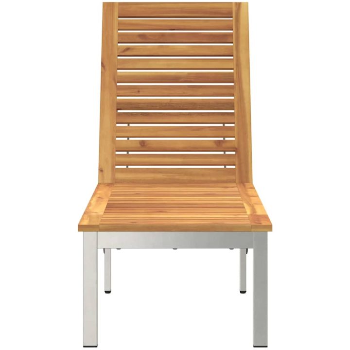 Solstol med hjul 207x58x35 cm Massivt akaciaträ & Rostfritt stål vidaXL 205 x 53 x 100 cm – bild 5