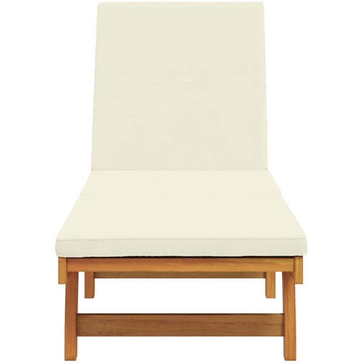Solstol med hjul och kudde i gräddvit färg av massivt trä vidaXL 126 x 200 x 84 cm – bild 4