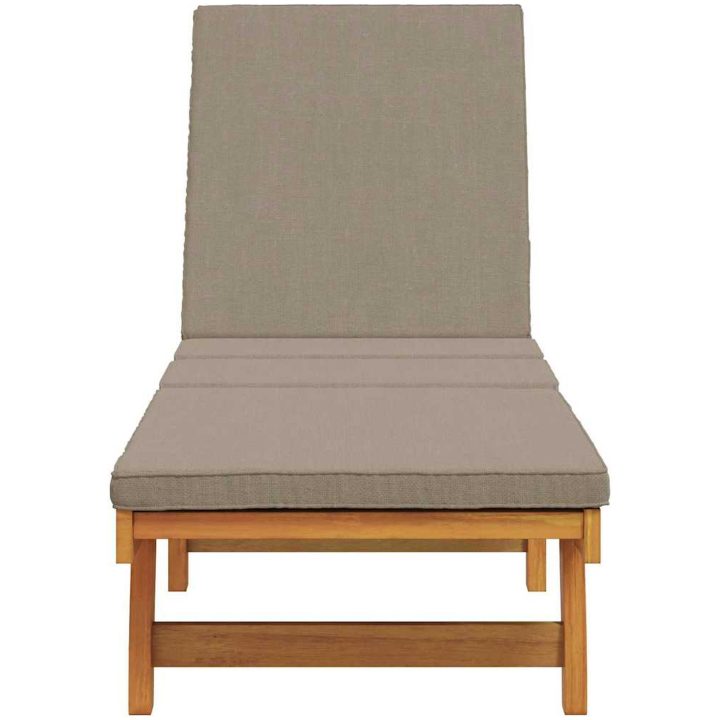 Solstol med hjul och kudde i taupe massivt trä vidaXL 126 x 200 x 84 cm – bild 4