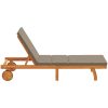 Solstol med hjul och kudde i taupe massivt trä vidaXL 126 x 200 x 84 cm – miniatyr 5
