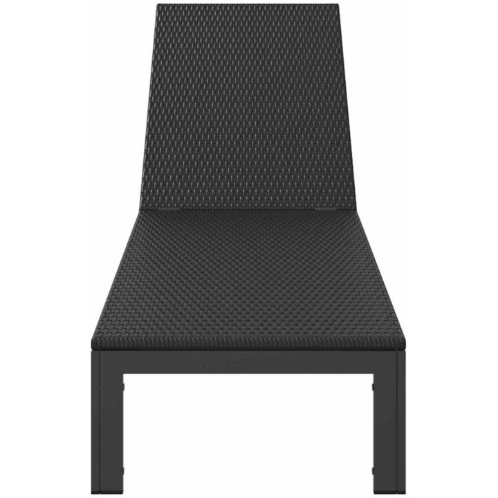 Solstol med hjul Svart Poly Rattan vidaXL 200 x 54 x 27 cm – bild 4