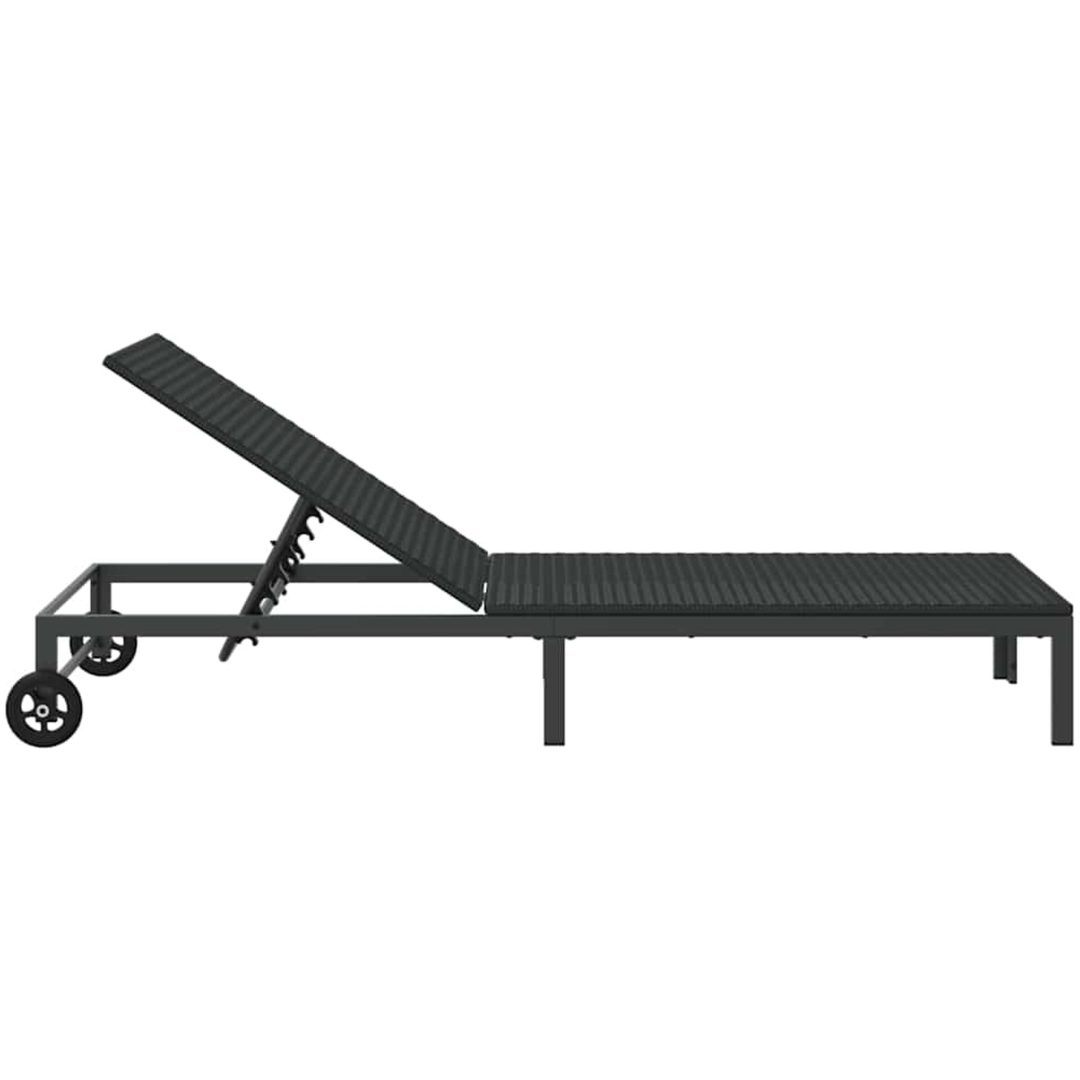 Solstol med hjul Svart Poly Rattan vidaXL 200 x 54 x 27 cm – bild 5