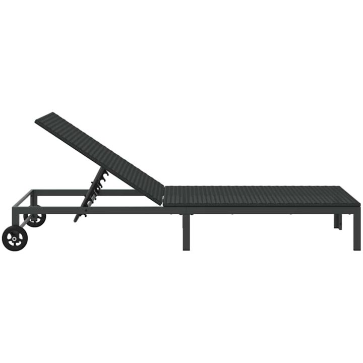 Solstol med hjul Svart Poly Rattan vidaXL 200 x 54 x 27 cm – bild 5