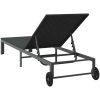 Solstol med hjul Svart Poly Rattan vidaXL 200 x 54 x 27 cm – miniatyr 6