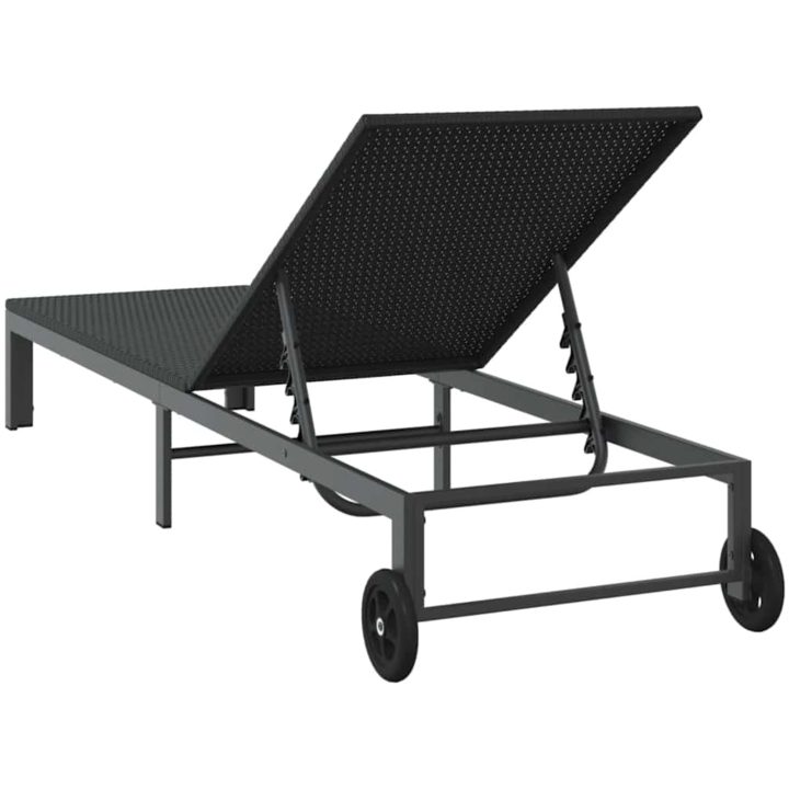 Solstol med hjul Svart Poly Rattan vidaXL 200 x 54 x 27 cm – bild 6