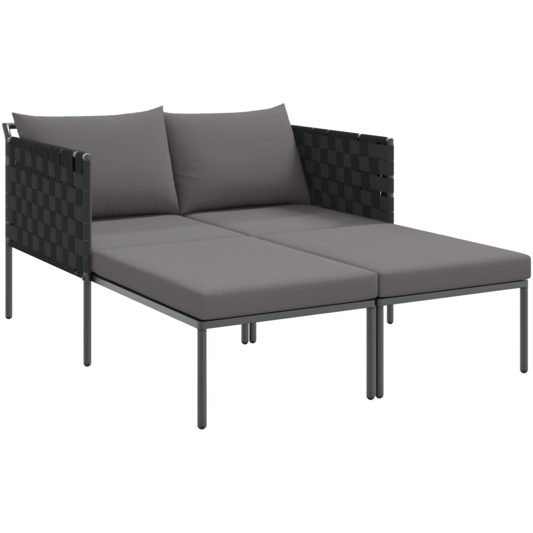 Solstol med kuddar för 2 personer Anthracit Stål vidaXL 115 x 153 x 69.5 cm – bild 2