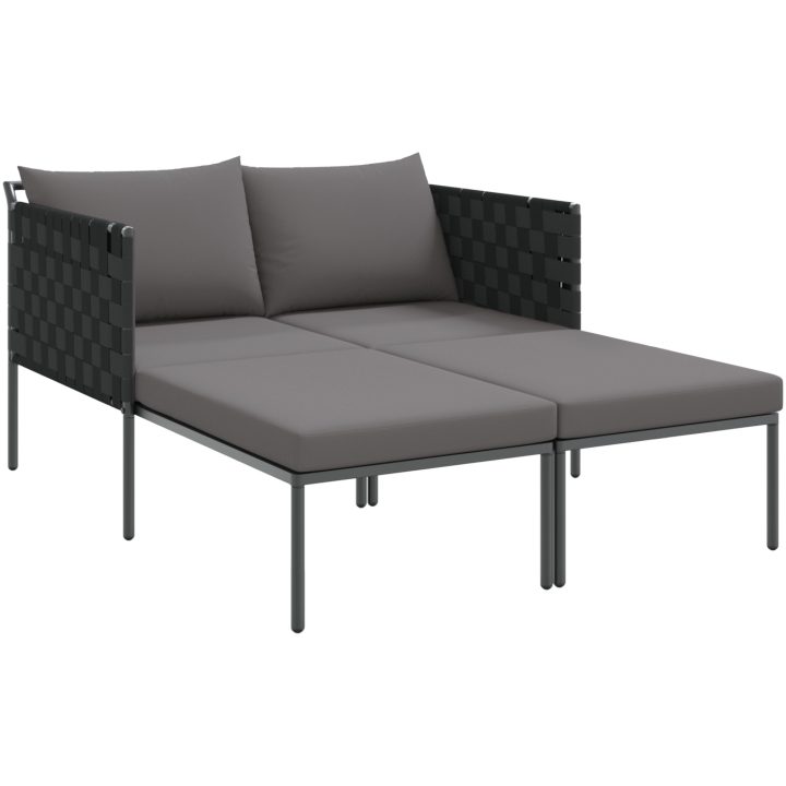 Solstol med kuddar för 2 personer Anthracit Stål vidaXL 115 x 153 x 69.5 cm – bild 2