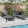 Solstol med kuddar för 2 personer Anthracit Stål vidaXL 115 x 153 x 69.5 cm – miniatyr 3