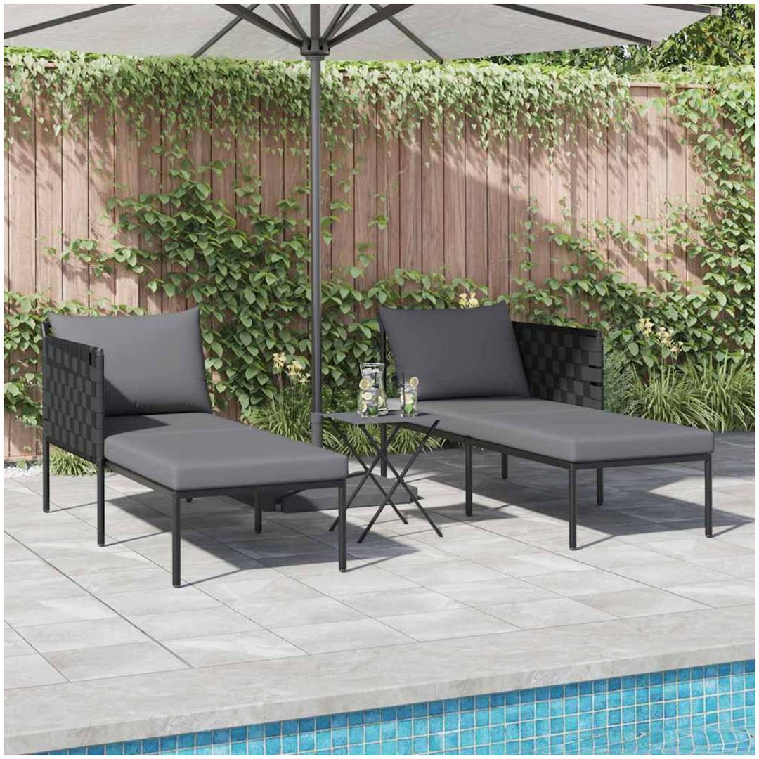 Solstol med kuddar för 2 personer Anthracit Stål vidaXL 115 x 153 x 69.5 cm – bild 3